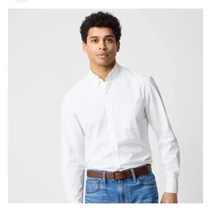 NWT J. Crew Flex Washed White Button-Down Classic Fit Shirt size L $89